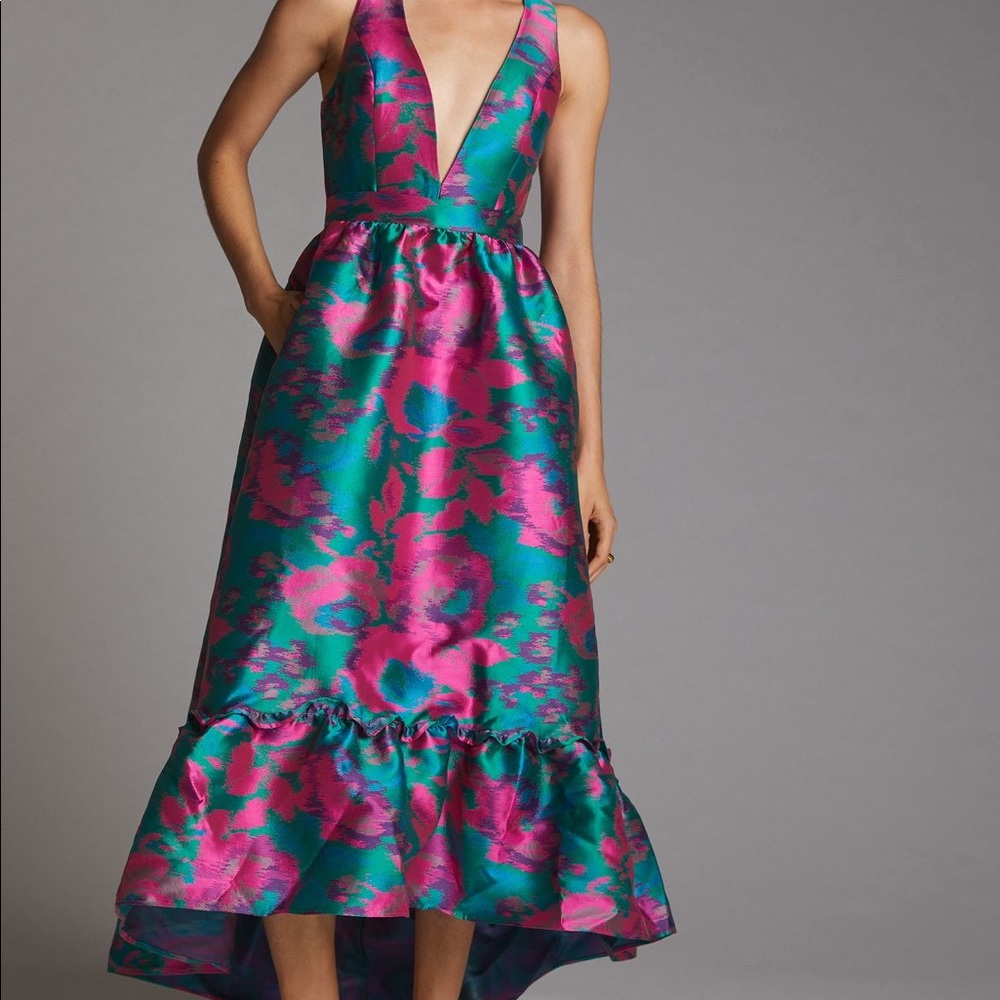 Anthropologie Hutch Jacquard Hi Low Midi Dress